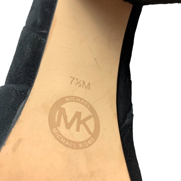 MICHAEL Michael Kors Dolores Suede Block Heel Chain Accent Bootie - Picture 10 of 12